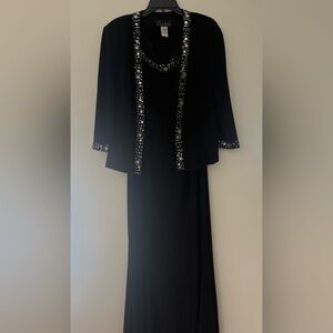 Alex Evenings Black Dress with Silver Accents and Jacket